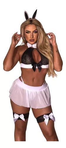 Conjunto Feminino Sensual Coelha Sapeka Lingerie De Renda MercadoLivre