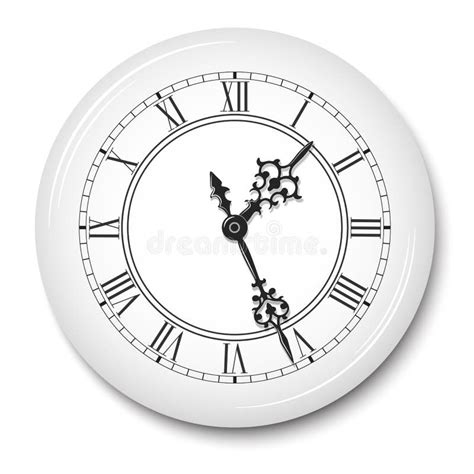 Vintage Roman Numerals Clock Face Vector Isolated On White Stock Vector