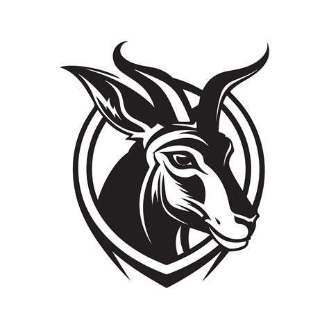 springbok mascot, vintage logo line art concept black and white color ...