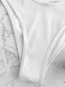 Off Zaful Piping V Wired Ribbed Bikini Swimsuit In White Zaful