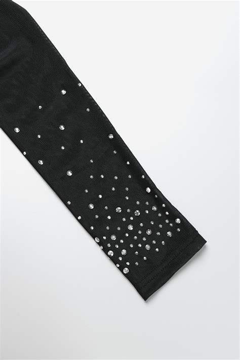 Wholesale Black Sexy Casual Patchwork Hot Drilling See Through O Neck Long Sleeve Dresses K