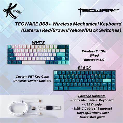 Tecware B68 B68 Wireless Mechanical Keyboard Gateron Red Brown