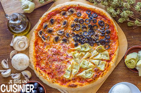 Recette De Pizza Des 4 Saisons Artichaut Champignons Jambon Et Olives