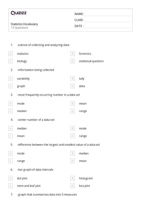 50 Statistics Worksheets For 8th Grade On Quizizz Free And Printable