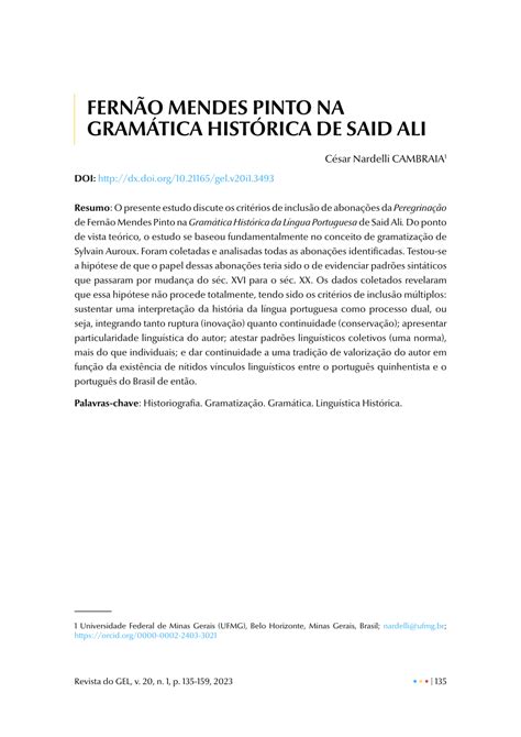 Pdf Fernão Mendes Pinto Na Gramática Histórica De Said Ali