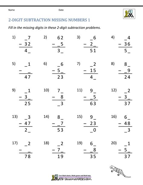 Digit Subtraction Worksheets Worksheets Library