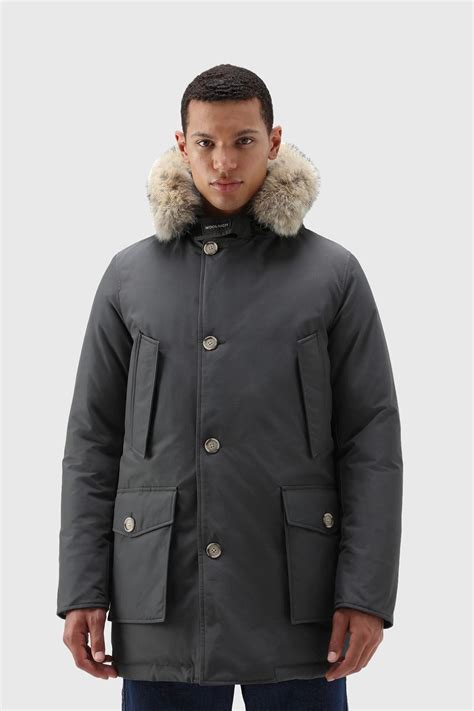 Woolrich Arctic Parka Ramar Cloth con Pelliccia Removibile Grigio Uomo