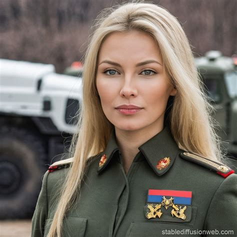 Blonde Russian Woman In Uniform Stable Diffusion Online