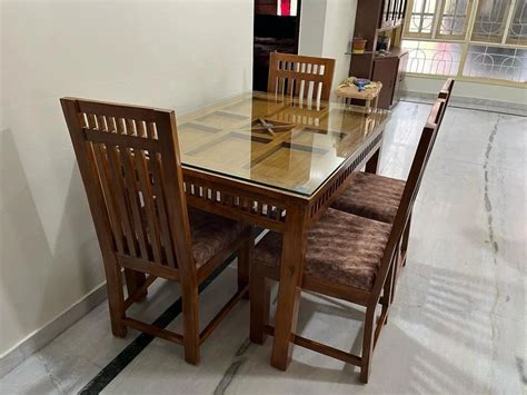 4 Seater Glass Top Wooden Dining Table At Rs 42000set In Hyderabad Id 2853628773397