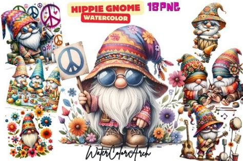 Hippie Gnome Sublimation Clipart Graphic By Watercolorarch Creative