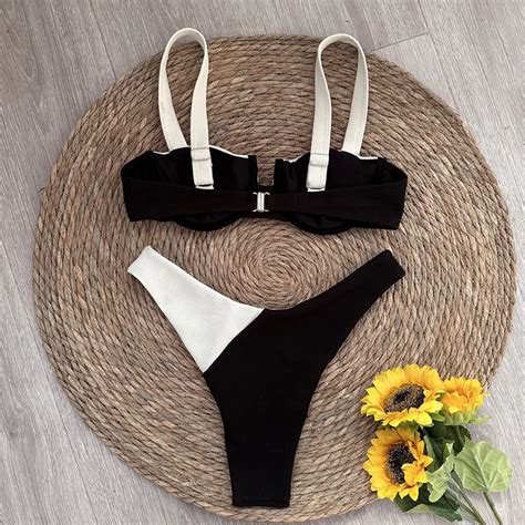 Uaang Up Solid Patchwork Bikini Sexy Women Swimsuits Female