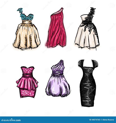 Set Of Hand Drawn Evening And Prom Dresses Stock Vector Image 44074765