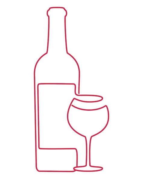 Une Bouteille De Vin Avec Un Verre Conception De Ligne Minimale