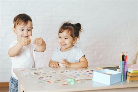 Children Play Educational Games in the School Class Stock Photo - Image ...