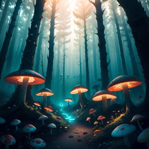 Mushroom Forest Wallpaper K Mystic Enchanted Surreal