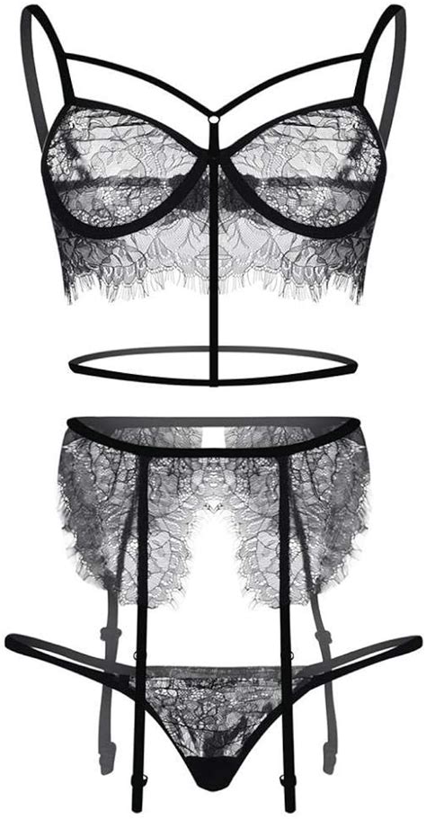Rtyoo Lingerie Sexy Femme Femmes Sexy Cils Dentelle Lingerie Ensemble Érotique À Armatures