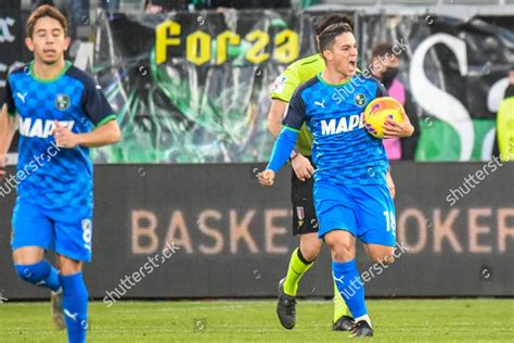 Sassuolos Giacomo Raspadori R Celebrates After Editorial Stock Photo