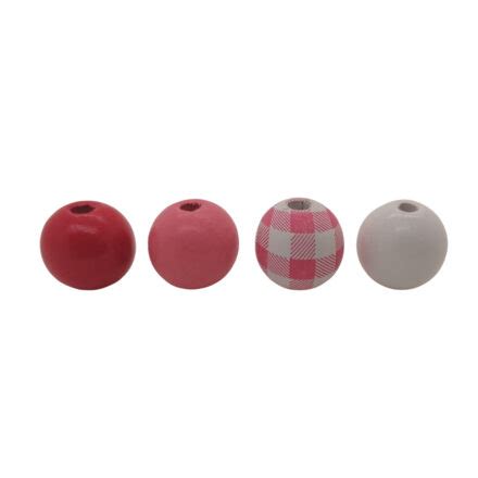 Houten Kralen Rood Wit Roze Geruit 16mm Kralenwinkel Albertien