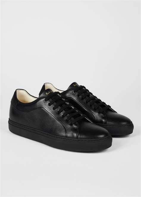 Mens Black Leather Basso Trainers