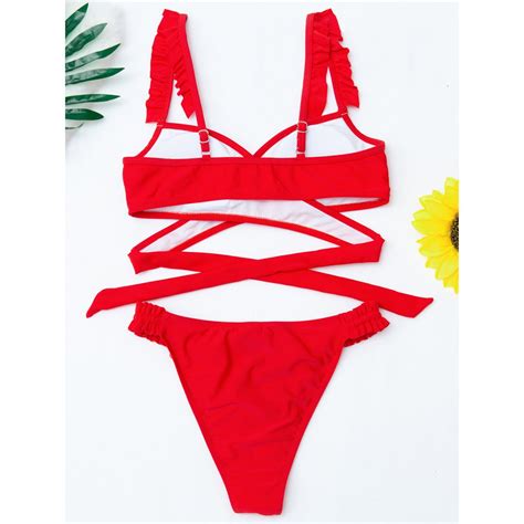Ruffled Frilled Bikini Women Swimwear Female Swims Grandado