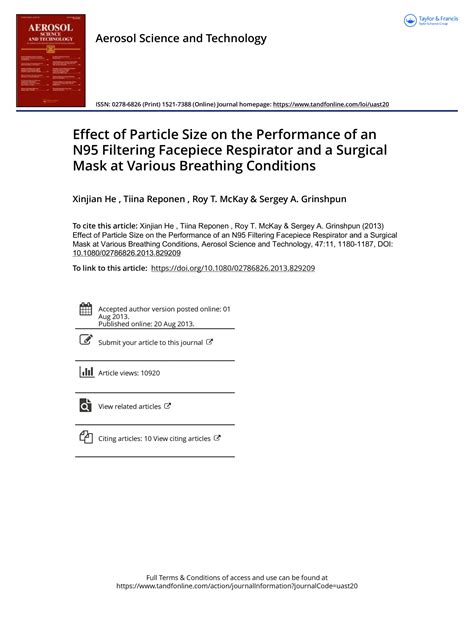 Effect of Particle Size on the Performance of an N95 Filtering