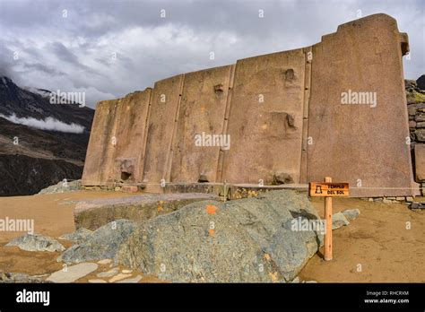 Cusco Peru Oct Wall Of The Six Monoliths At The