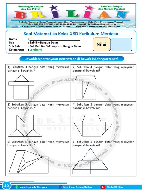 Soal Dekomposisi Bangun Datar Kelas 4 Sd Kumer Lembar 4 Pdf