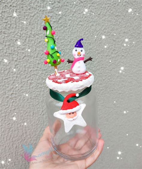 Pote Decorado Em Biscuit Tema Natal Boneco De Neve Elo7