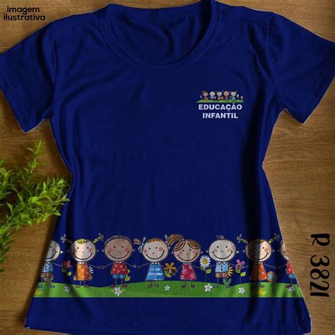 Tshirt Blusa Feminina Baby Look Educação Infantil Azul Shopee Brasil