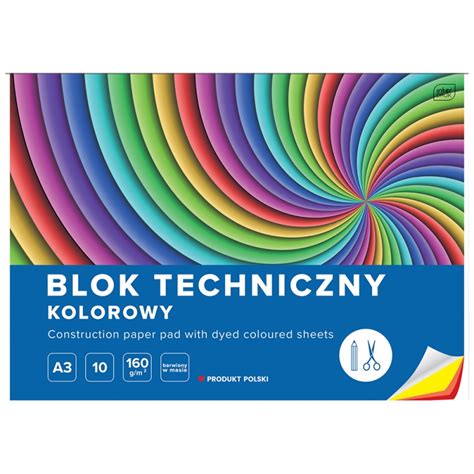 Blok Techniczny Kolorowy A3 INTERDRUK 10 Arkuszy 160g M2