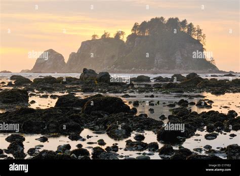 Sunset Off The Coast At Sand Point Olympic National Park Washington