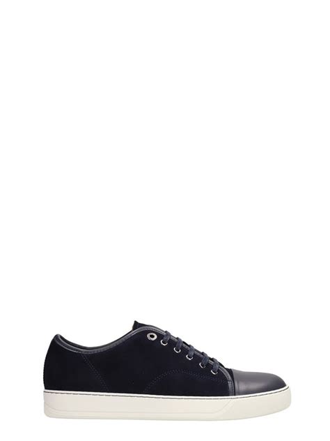 Lanvin Suede And Leather Low Top Sneakers In Black Modesens Sneakers