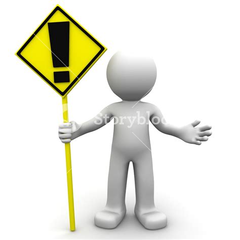 3d Character With Yellow Alert Sign Royalty Free Stock Image Storyblocks