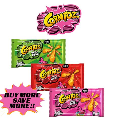 Corntoz Mini G Pcs Bbq Chili Cheese Hot Spicy Snack Cracker Keropok Lejen Halal Ready Stock