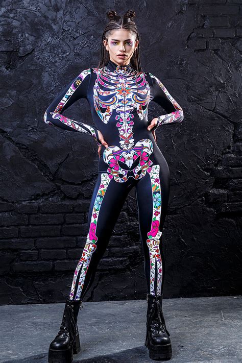 Sexy Skeleton Bodysuit Women Skeleton Catsuit Halloween Etsy