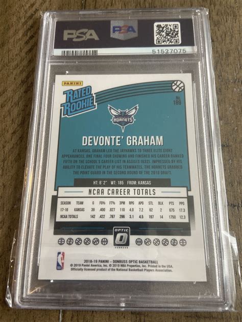 2018 19 Panini Donruss Optic Rated Rookies Devonte Graham 189 PSA 10