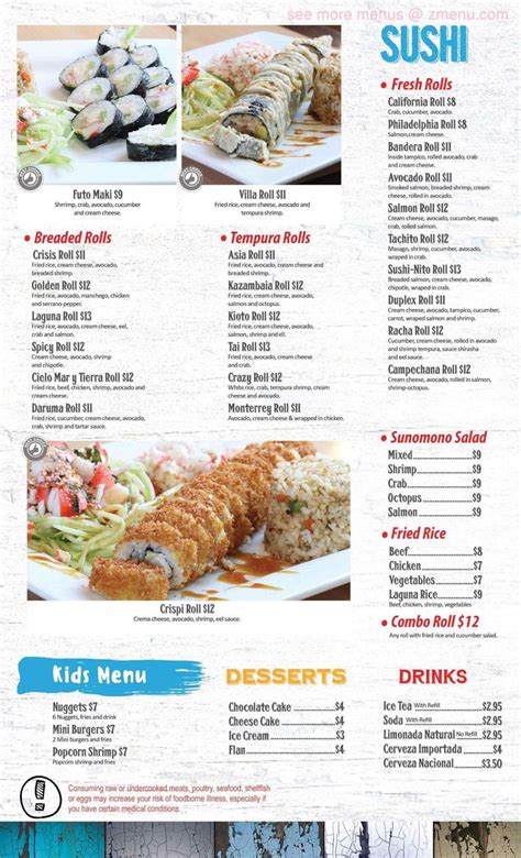 Online Menu Of La Laguna Mariscos And Sushi Restaurant Laredo Texas