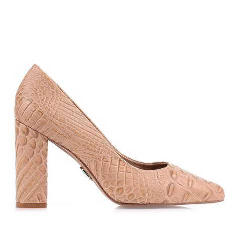 Scarpin Salto Alto New Croco Nude UZA Shoes Sapatos Femininos