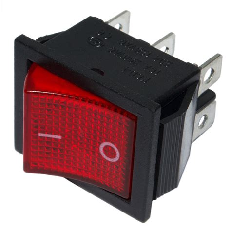 Переключатель IRS-202-1C клавишный широкий с подсветкой 220V красный 6 ...