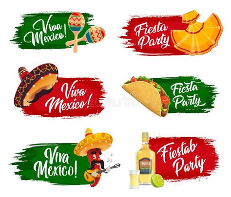 Viva Mexico Vector Flyer With Mexican Symbols Stock Vector