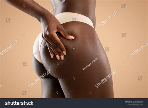 Cropped Black Woman Nude Underwear Pinching Stock Photo 2107625204 Shutterstock