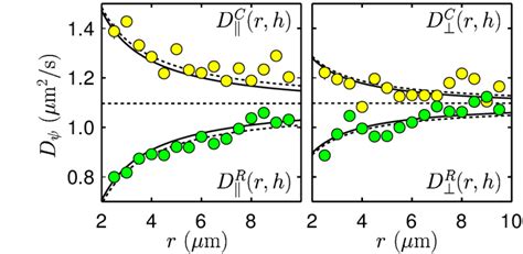 Measured Pair Diffusion For M Diameter Silica Spheres In Water At T