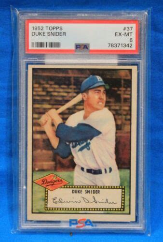 1952 TOPPS 37 Duke Snider PSA 6 EX MT 78371342 BROOKLYN DODGERS