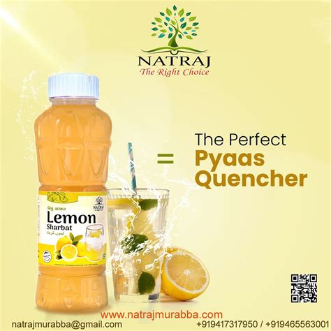 Natraj The Right Choice Lemon Sharbat 750 Ml Natraj Foods