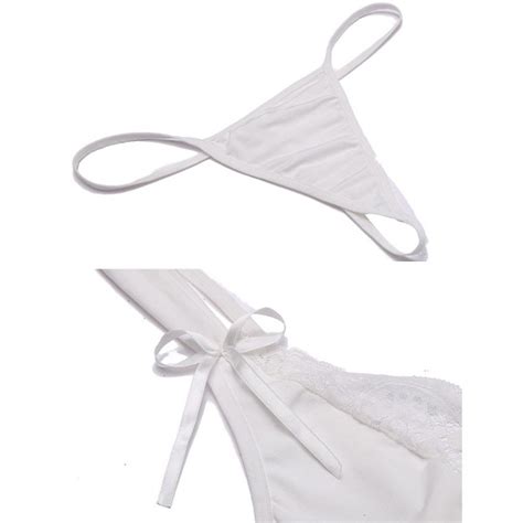 Women Sexy Lingerie Sheer Chemises Lace Patchwork Mini Babydoll Set White C Tz Iw