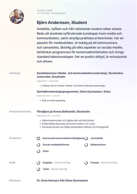 CV Ungdom Skrivtips Och CV Exempel