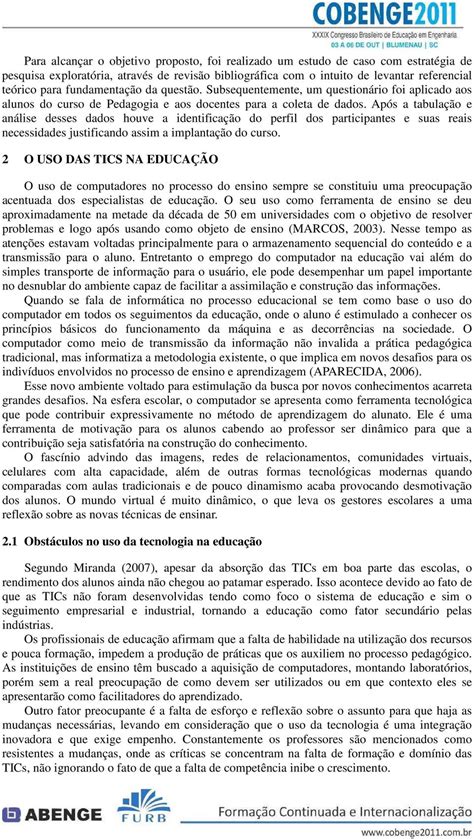 O Uso Das Tics No Desenvolvimento De Atividades Pedag Gicas Utilizando