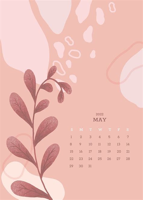 Botanical May Monthly Editable Calendar Premium Vector Rawpixel