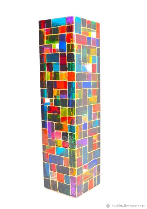 Ваза из цветного стекла, ваза цветная, ваза для цветов, ваза витраж в ...