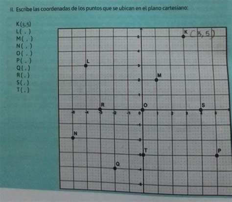 Solved Ii Escribe Las Coordenadas De Los Puntos Que Se Ubican En El